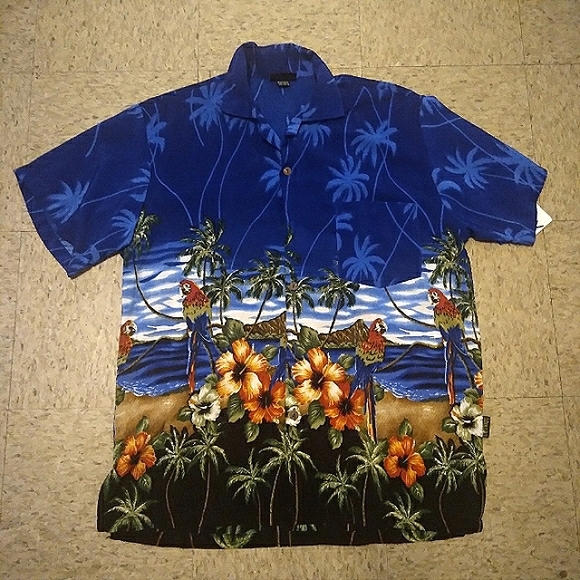 Vintage Uluwatu Hawaiian Parrots Palmtrees Floral Tropical Shirt Size XL - Picture 3 of 11